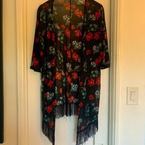 Sheer polyester floral midi duster